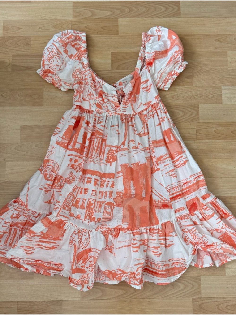 Urban Outfitters White and Orange Printed Dress